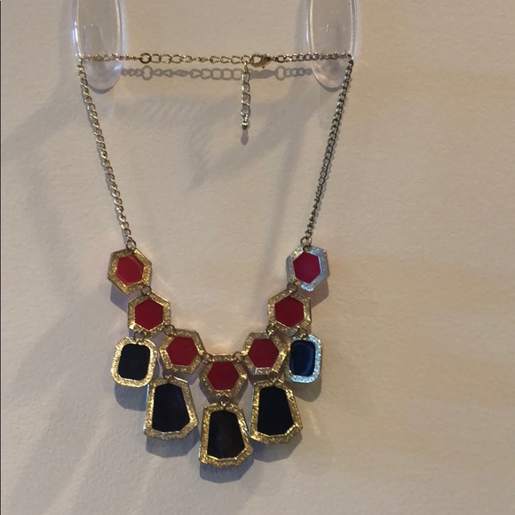 Pink & Blue Geometric Statement Necklace - Picture 2 of 2